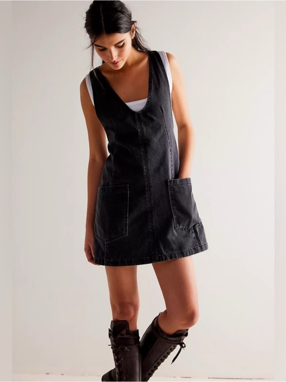 Black denim dress